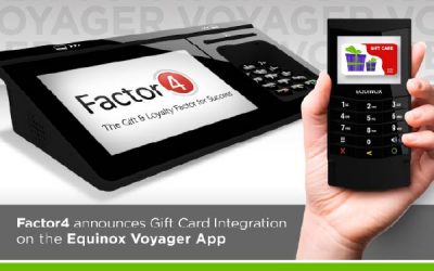 Factor4 Announces Gift Card Integration on Equinox Payments’ Voyager App